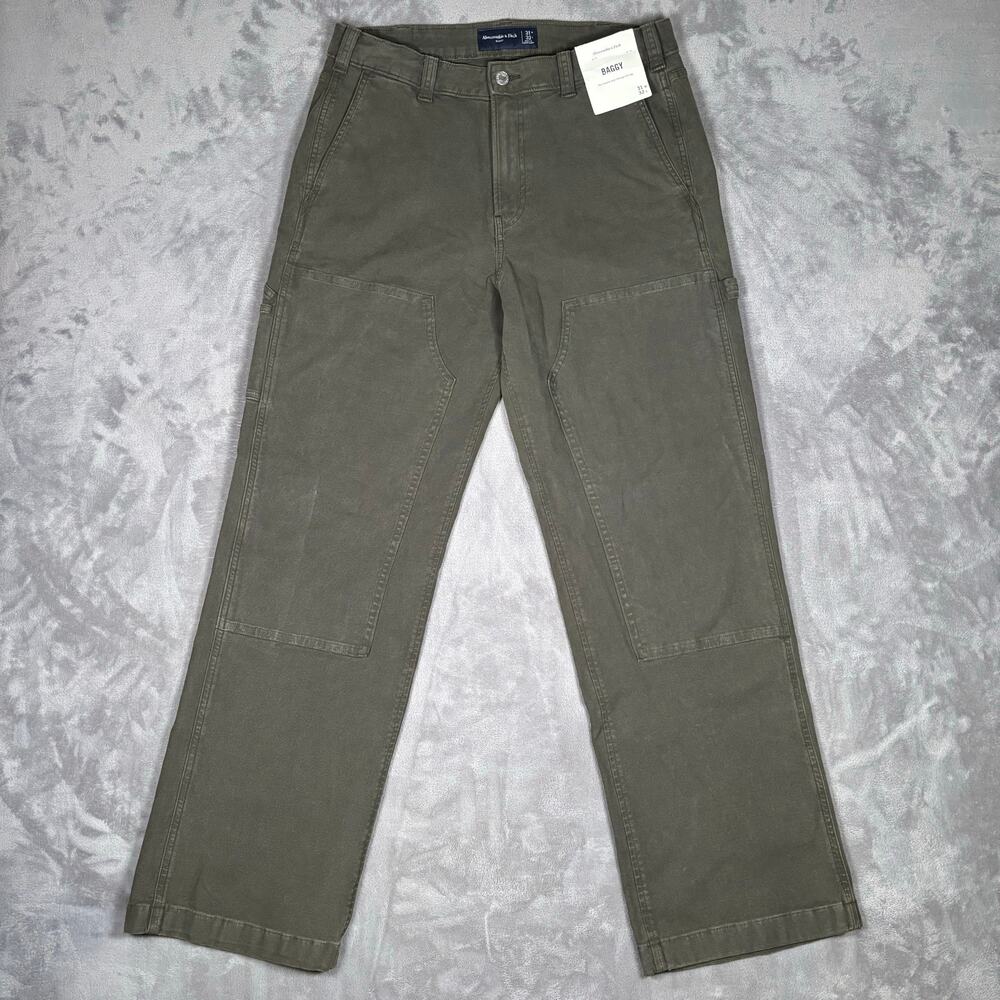 Abercrombie & Fitch Baggy Carpenter Workwear Pants Olive Men’s 31x32 NWT